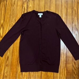 LOFT Burgundy/Purple Cardigan, Size Small